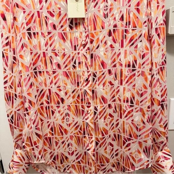 Ramy Brook Melina Button Down Top Collared Shirt Women’s S Pink Orange Blouse - Picture 4 of 9
